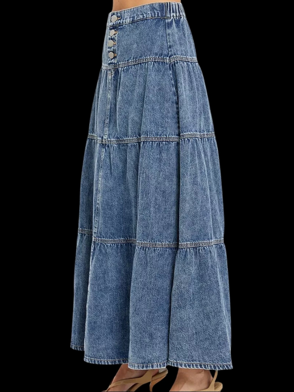 RISEN High Rise Ruffle Long Skirts - Picture 2 of 3